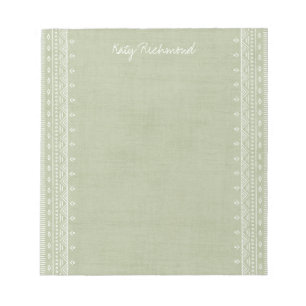 Boho Embroidery Tribal Pattern Notepad - Green
