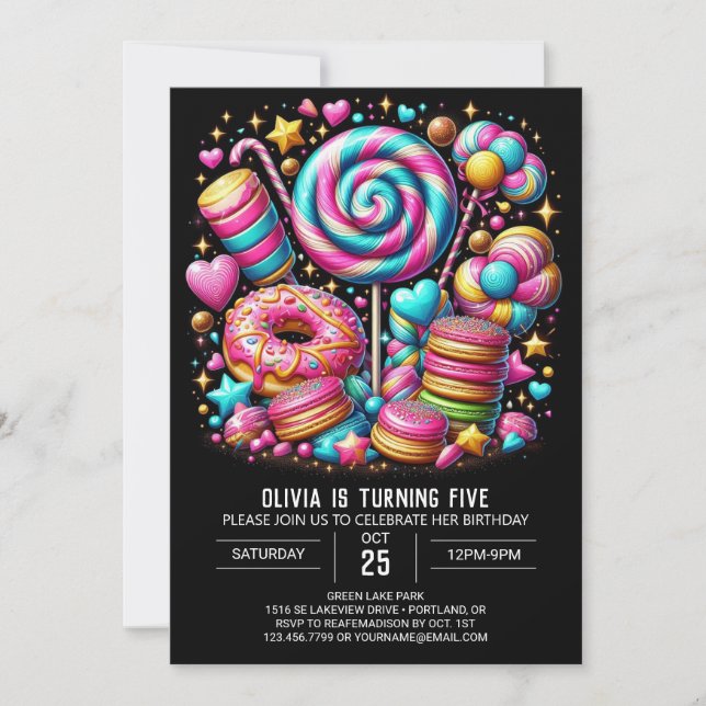 Boho Enchanted Candyland Digital Birthday Invitation (Front)