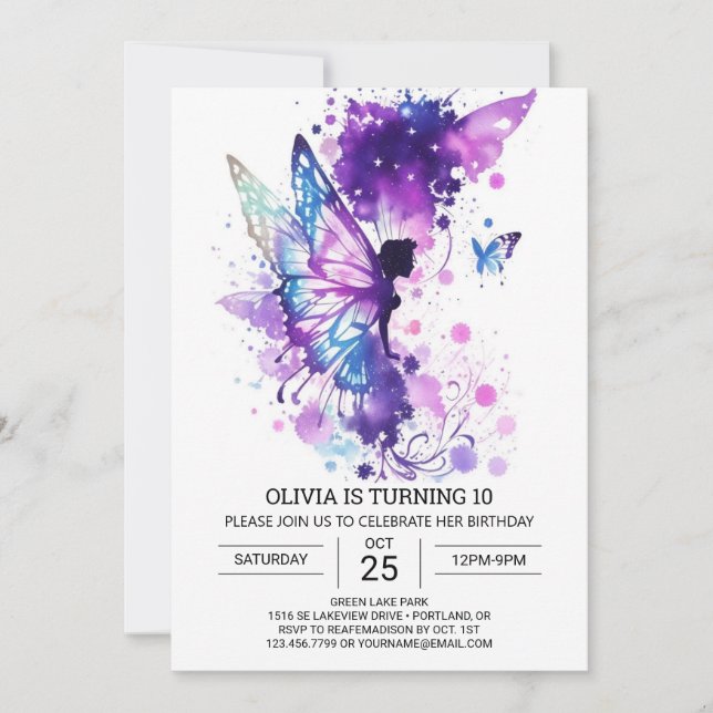 Boho Enchanted Children's Fairy Birthday Invitation (Front)