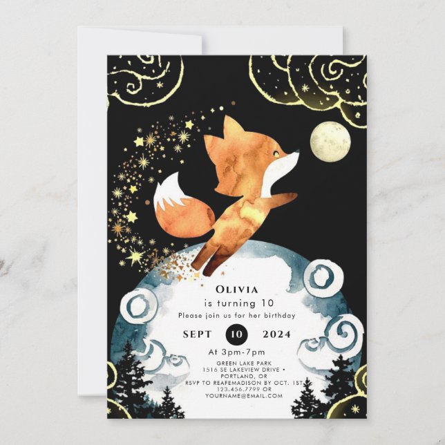  Boho Enchanted Fox Birthday Invitation (Front)