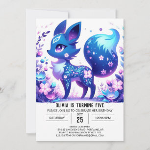 Boho Enchanted Fox Digital Birthday Invitation