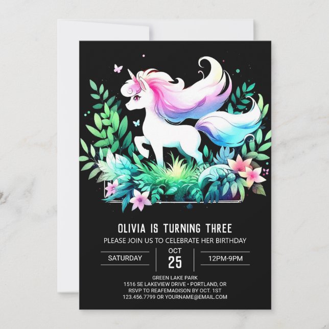 Boho Enchanted Horse Birthday Invitation (Front)