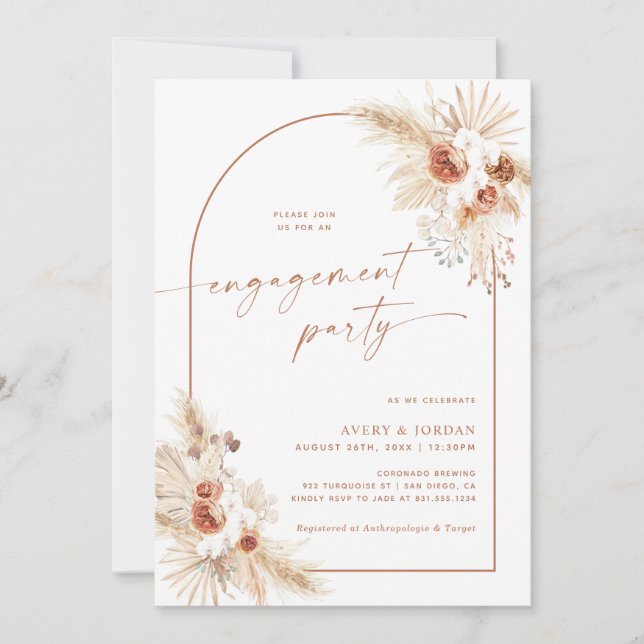 Boho Engagement Party Invite | Couples Shower Card (Front)