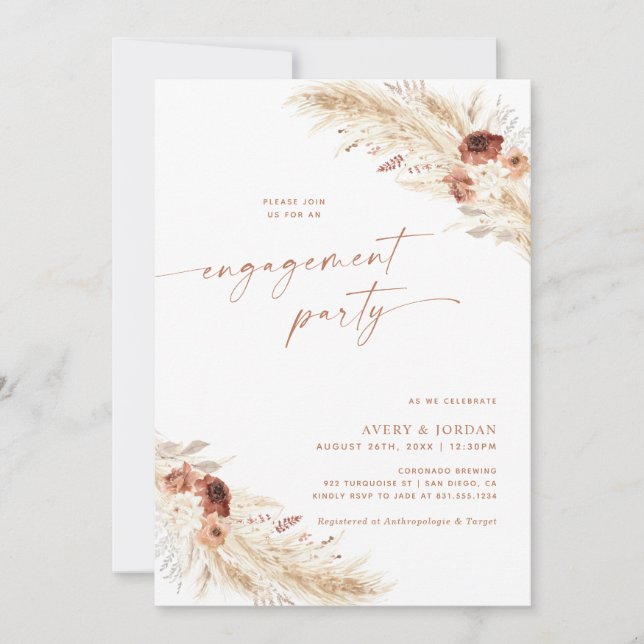 Boho Engagement Party Invite Couples Shower Invite (Front)