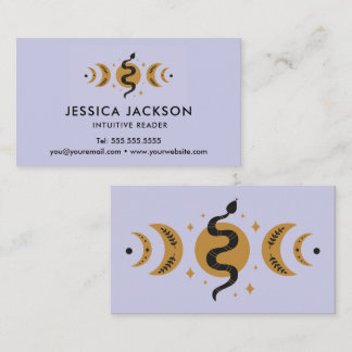 Boho Esoteric Snake and Moon Phases Business Card