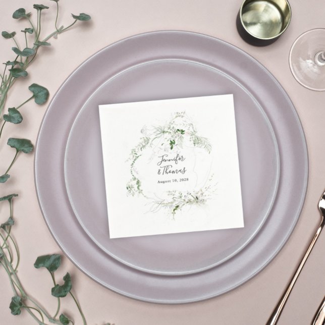Boho Ethereal Greenery Botanical Wedding Napkin (Creator Uploaded)