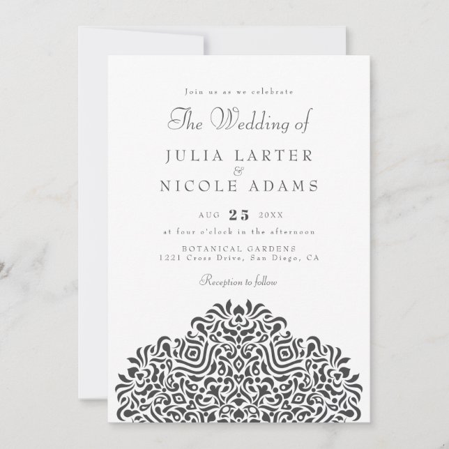 Boho Ethnic Botanical Accent Wedding Invitation (Front)