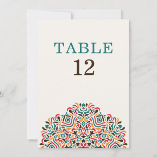 Boho Ethnic Botanical Wedding Table Number