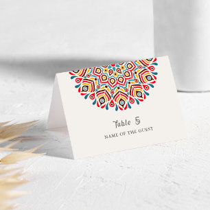 Boho Ethnic Floral Mandala Wedding Place Card