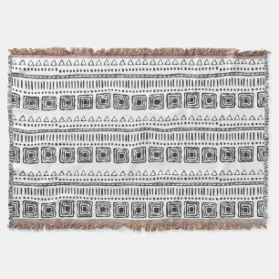 Boho Ethnic Throw Blanket – Black & White