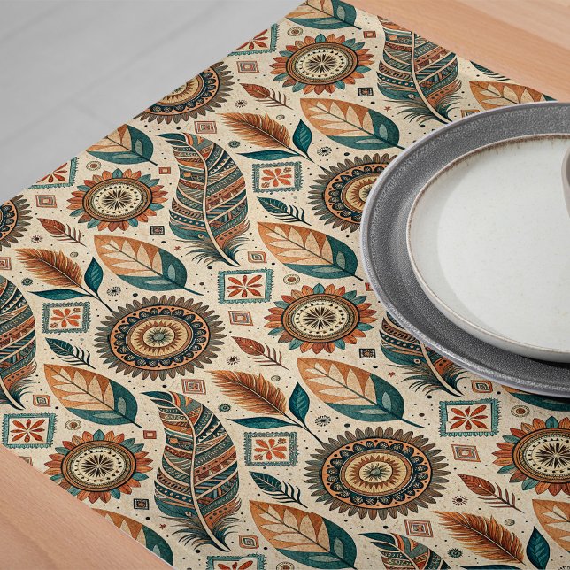 Boho Ethnic Tribal Table Runner in Earthy Tones (Boho Ethnic Tribal Table Runner in Earthy Tones)