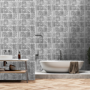Boho Ethnic Wallpaper – Black & White Wall Decor