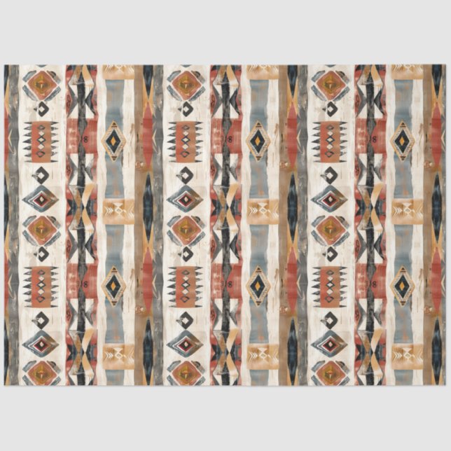 Boho ethnicl trubal design earthy colors tissue paper (Front)