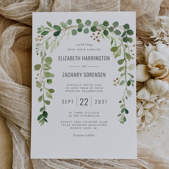  Boho Eucalyptus Arch Wedding Invitation (Creator Uploaded)