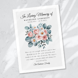 Boho Eucalyptus Floral Funeral Memorial Thank You Card