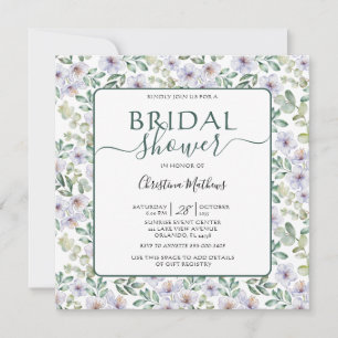 Boho Eucalyptus & Floral Green Bridal Shower  Invitation