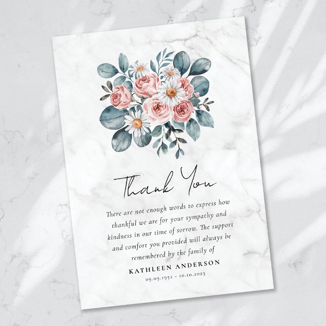 Boho Eucalyptus Floral Sympathy Funeral Thank You Card (Creator Uploaded)