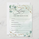 Boho Eucalyptus Greenery Foliage Faux Gold Frame Advice Card<br><div class="desc">Boho Eucalyptus Greenery Foliage Faux Gold Frame Advice Card,  Contact me for matching items or for customisation,  Blush Roses ©</div>