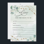 Boho Eucalyptus Greenery Foliage Faux Gold Frame Advice Card<br><div class="desc">Boho Eucalyptus Greenery Foliage Faux Gold Frame Advice Card,  Contact me for matching items or for customisation,  Blush Roses ©</div>