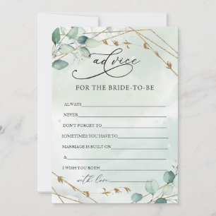 Boho Eucalyptus Greenery Foliage Faux Gold Frame Advice Card