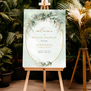Boho eucalyptus greenery gold Bridal Welcome Poster