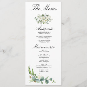 Boho Eucalyptus Greenery Summer Wedding Menu