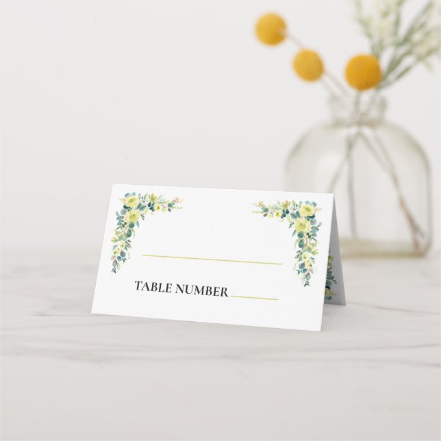 Boho Eucalyptus Greenery Summer Wedding Place Card (Front)