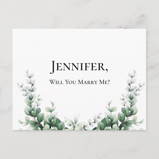 Boho Eucalyptus Greenery Summer Wedding Postcard (Front)