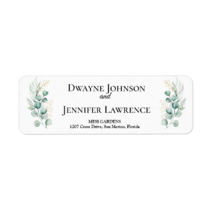 Boho Eucalyptus Greenery Summer Wedding Return Address Label