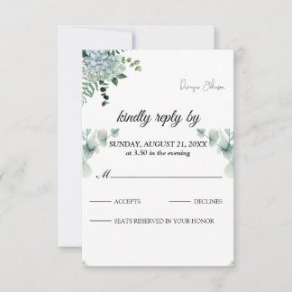 Boho Eucalyptus Greenery Summer Wedding RSVP Card