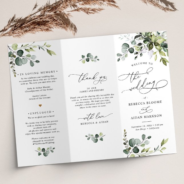Boho Eucalyptus Greenery Wedding Ceremony Program (Creator Uploaded)