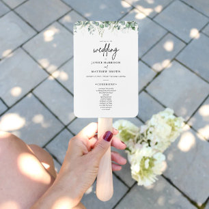 Boho Eucalyptus Greenery Wedding Ceremony Program Hand Fan
