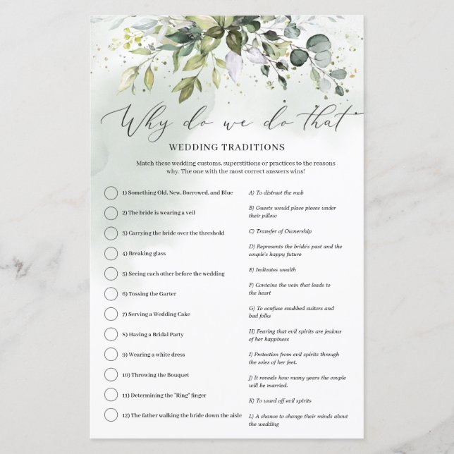 Boho Eucalyptus greenery Why do we do that game (Front)