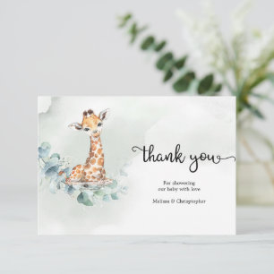 Boho eucalyptus greenery wreath baby giraffe  enclosure card