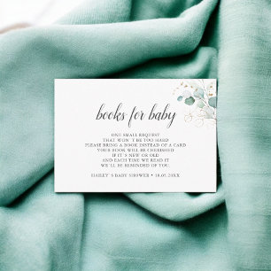 Boho Eucalyptus Leaves Books For Baby Shower Enclosure Card