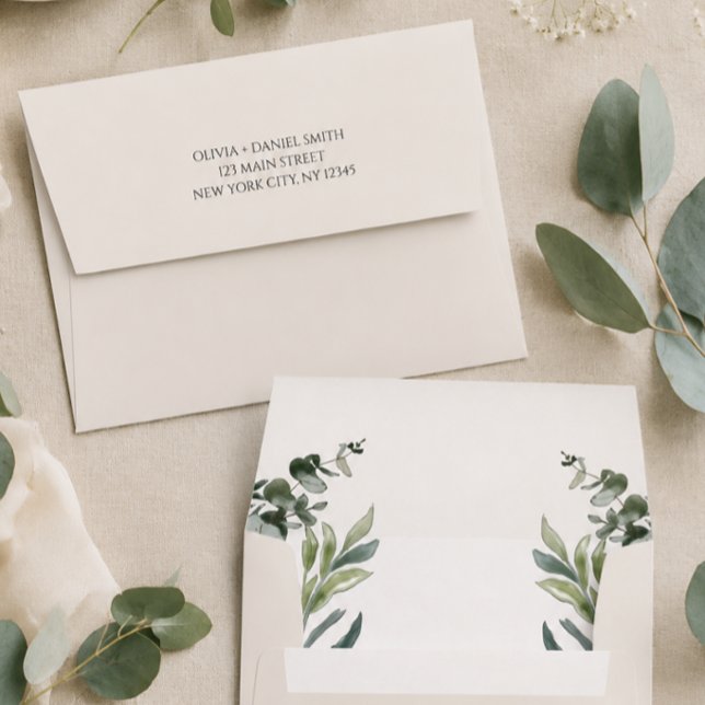 Boho Eucalyptus Leaves Wedding Envelope (Creator Uploaded)
