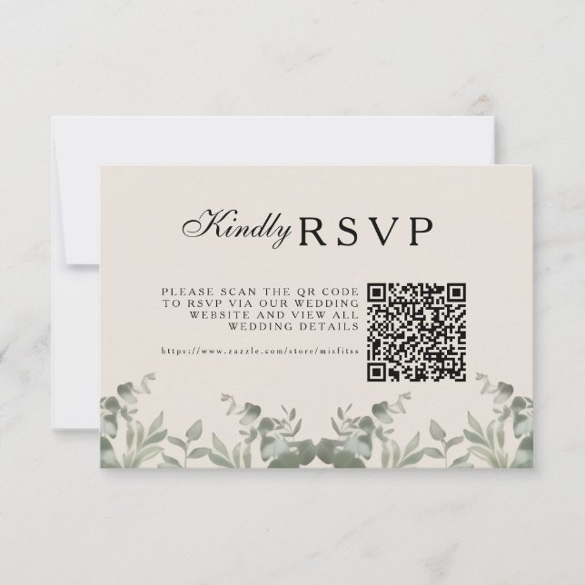 Boho Eucalyptus Leaves Wedding RSVP Card (Front)