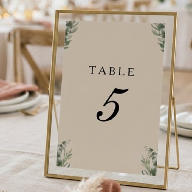Boho Eucalyptus Leaves Wedding Table Number (Creator Uploaded)