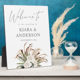 Boho Eucalyptus Pampas & Floral Welcome Plaque