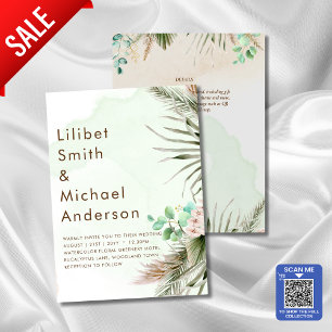 BOHO Eucalyptus Pampas Grass Greenery Wedding Invitation