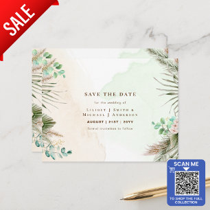 BOHO Eucalyptus Pampas Grass Greenery Wedding Postcard