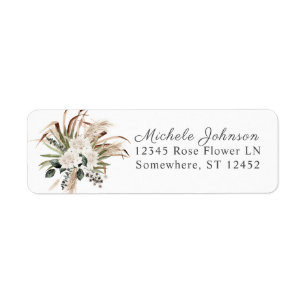 Boho Eucalyptus & Pampas Return Address Label
