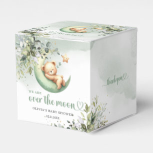Boho eucalyptus teddy bear over the moon greenery favour box