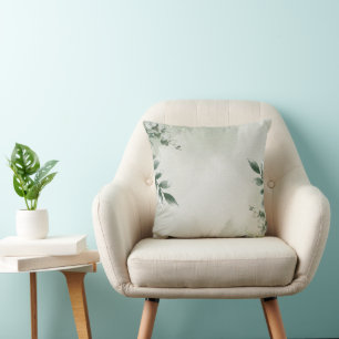 Boho Eucalyptus Watercolor Leaves Throw Pillow