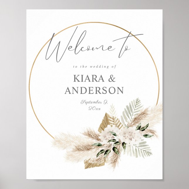 Boho Eucalyputs, Palm Floral Circular Welcome Sign (Front)