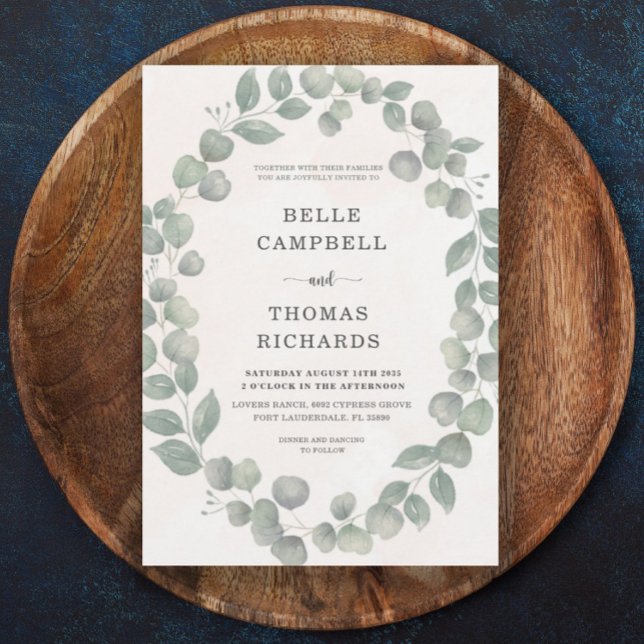 Boho Eucalyputus Sage & Orange Wedding Invitation (Creator Uploaded)