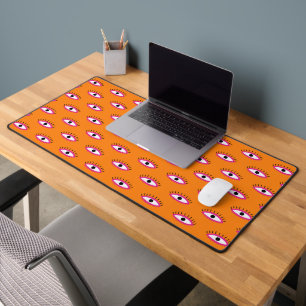 BOHO Evil Eye Pattern Burnt Orange Funky Desk Mat