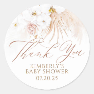 Boho Exotic Floral Wedding Thank You Classic Round Sticker