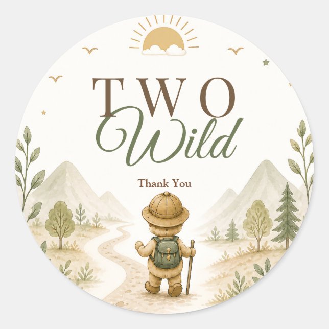Boho Explorer Kids Birthday Sticker Neutral (Front)