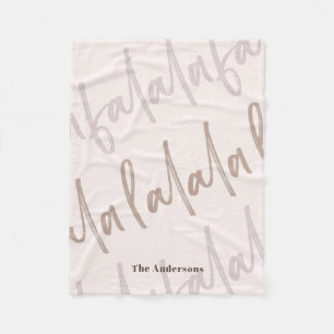 Boho Falala Script Pink & Brown Fleece Blanket